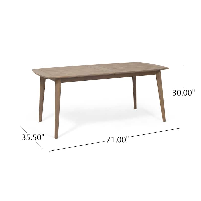Roomfitters Outdoor Acacia Wood Expandable Dining Table, Stylish and Durable Design for Patio and Garden Use, Gray