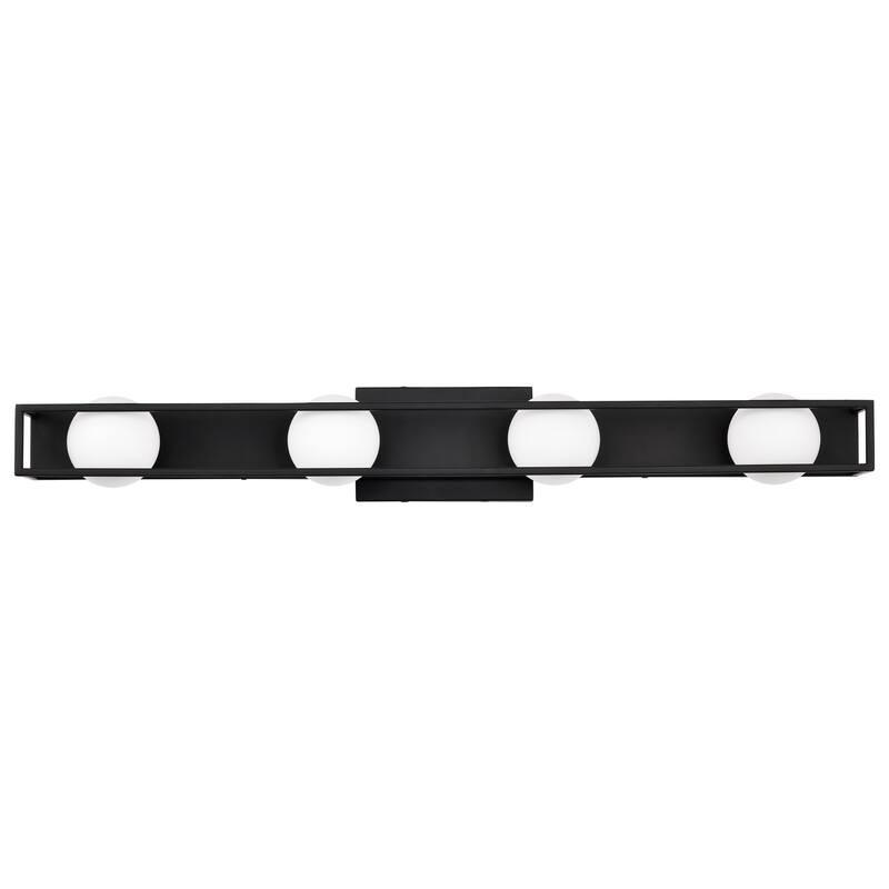 Jenkins 32 Inch 4 Light LED Vanity Matte Black with Frosted Glass