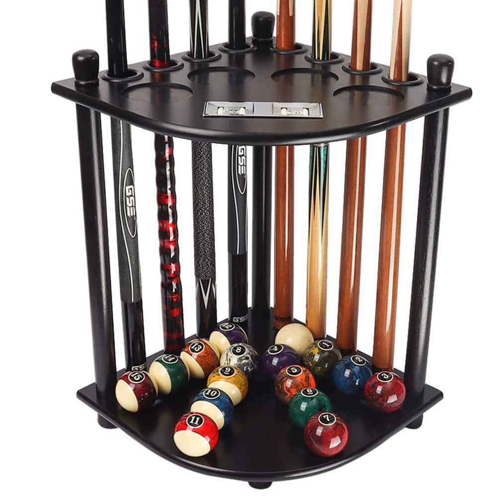 GSE™ 8-Pool Cue Wooden Corner-Style Billiard Pool Cue Rack. Floor Stand Pool Cue Stick Holder