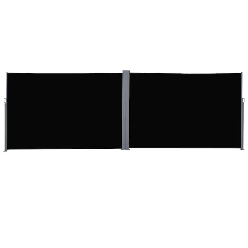 20FT Double Retractable Patio Awning with UV Protection, Auto Roll-Back, and Steel Frame for Outdoor Use - Black