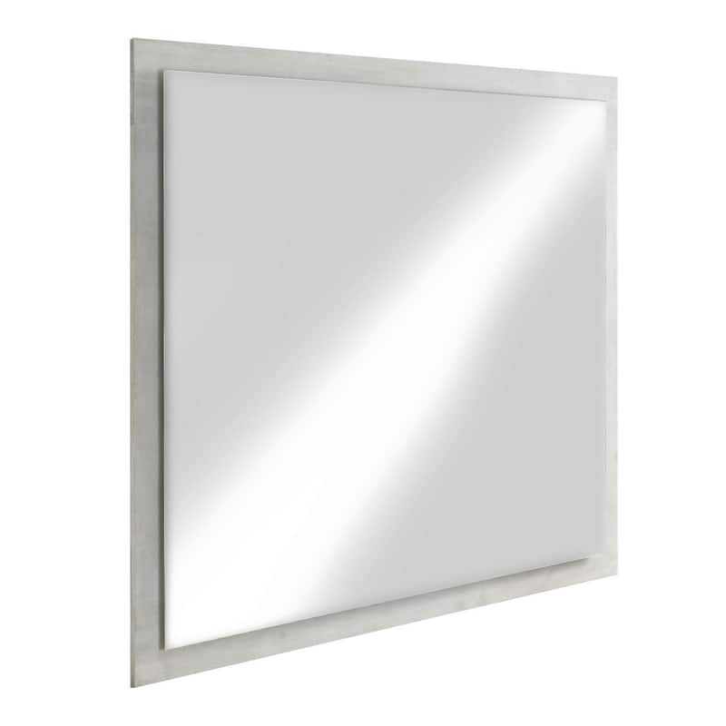 40 Inch Rectangular Wooden Frame Modern Mirror, Gray