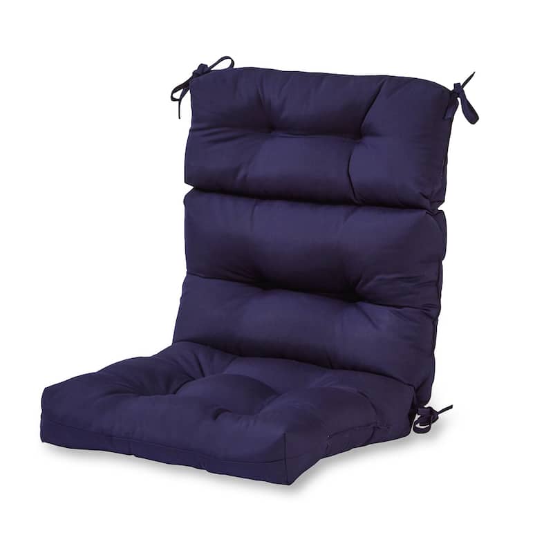 Solid Color 22x44-inch Outdoor High Back Chair Cushion (Cushion Only) - Navy