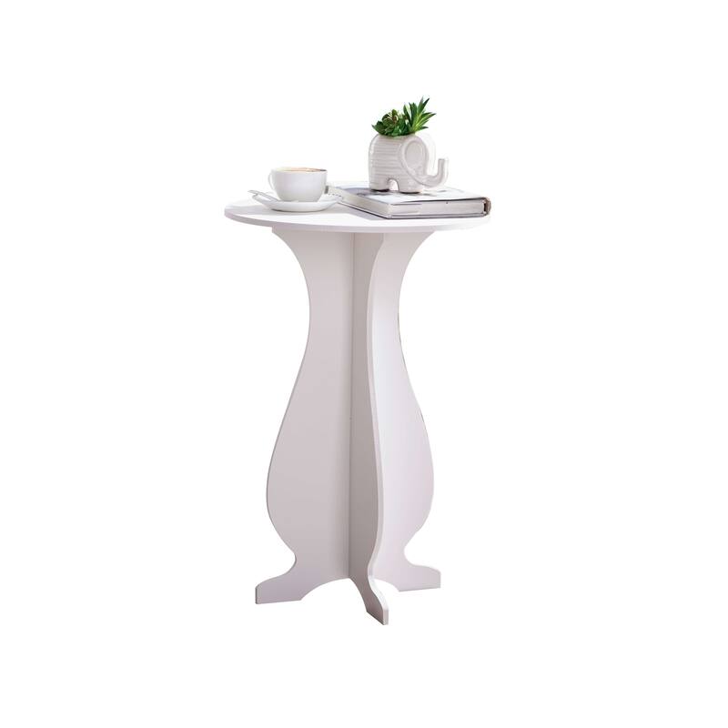 Carver Side End Table Plant Stand for Living Room, Bedroom, White