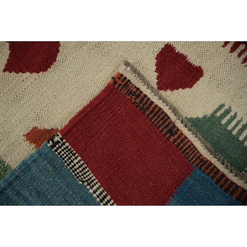 Hand Woven Oriental 100% Wool Carpet Southwestern Tribal Multi-Colored Kilim Area Rug - 14' 8'' X 8' 1''
