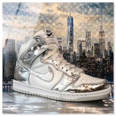 NYC Metallic Sneaker Acrylic by Art Remedy, Ready to Hang