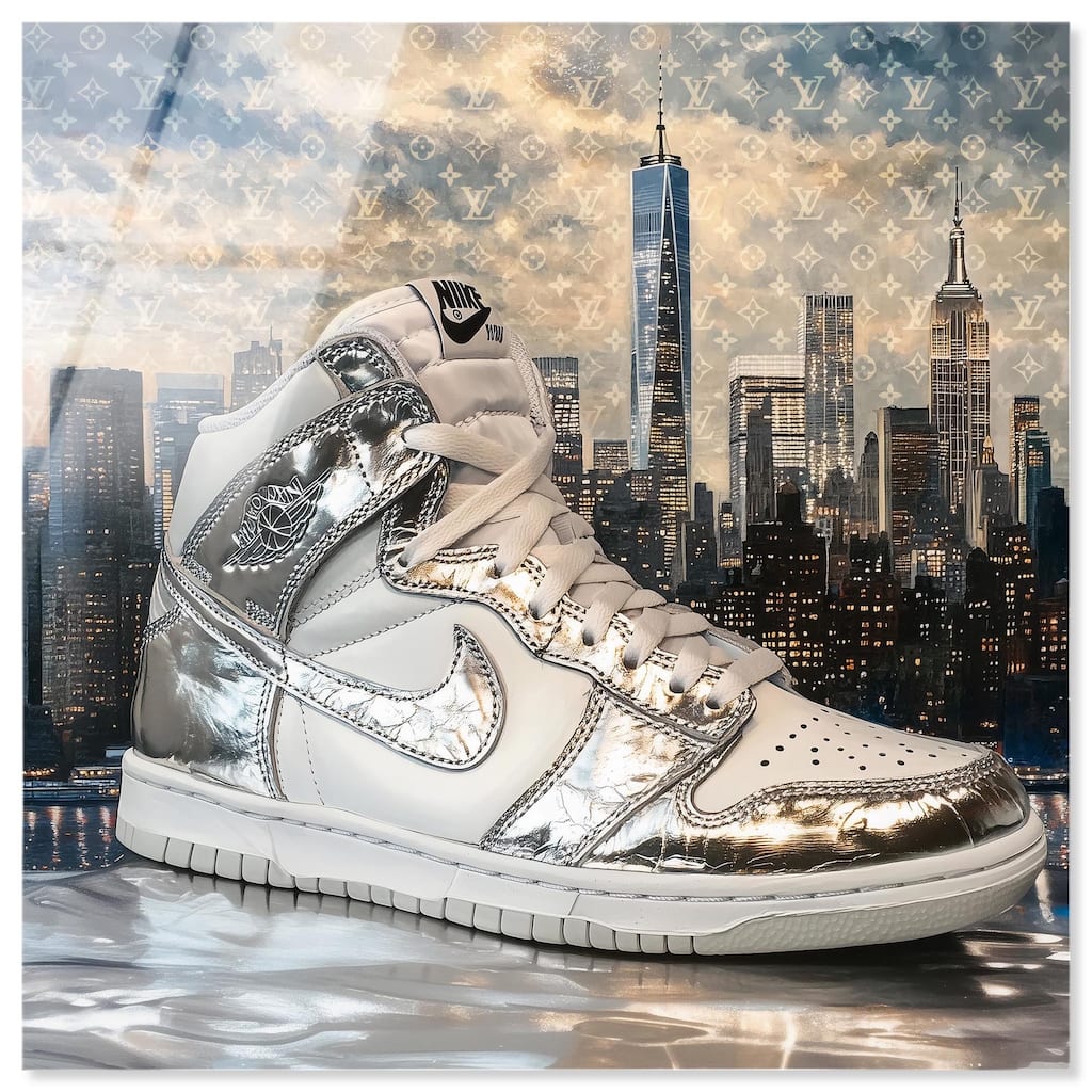 NYC Metallic Sneaker Acrylic by Art Remedy, Ready to Hang