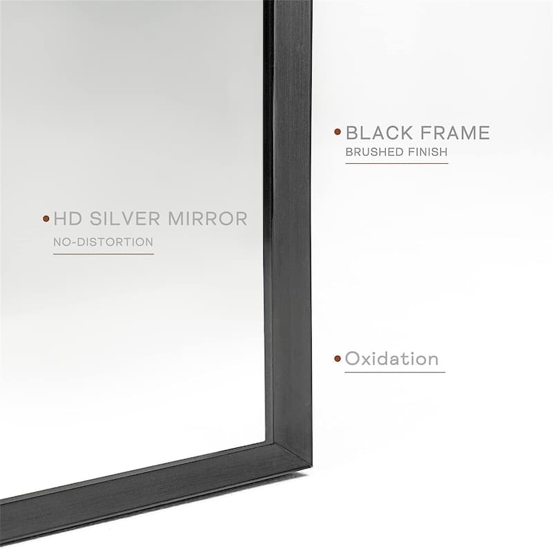 20"x30" Metal Framed Arched Mirror with Shatterproof Film and Hooks