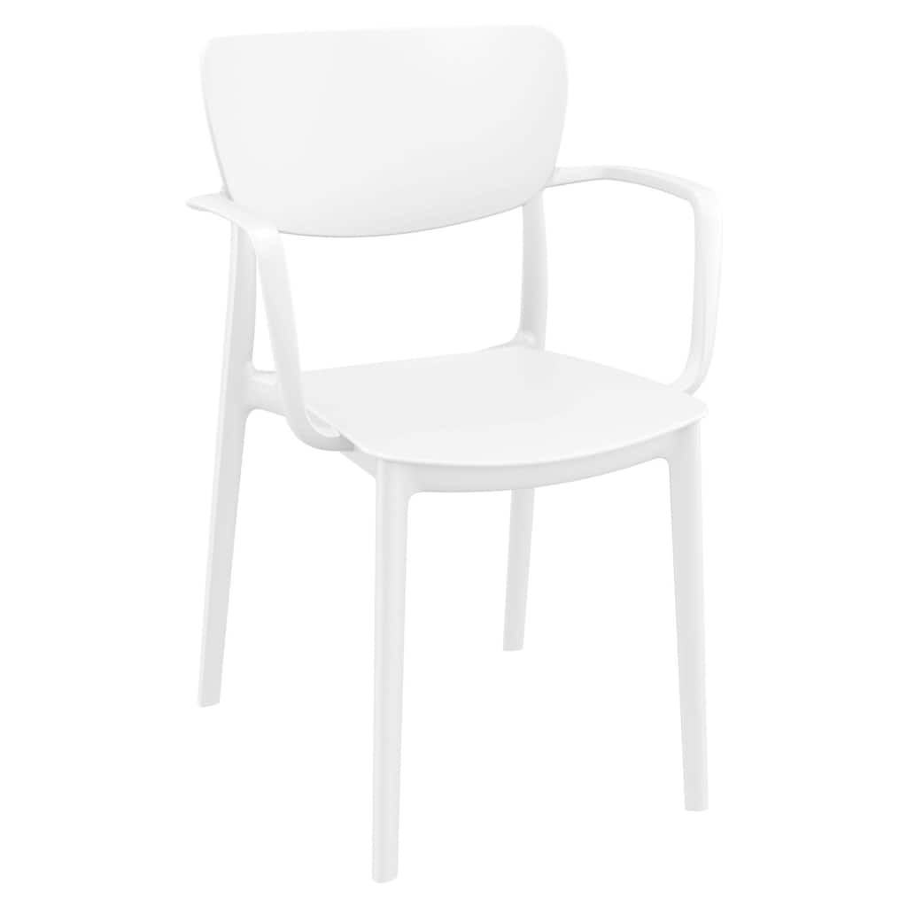 33" White Solid Stackable Patio Dining Arm Chair