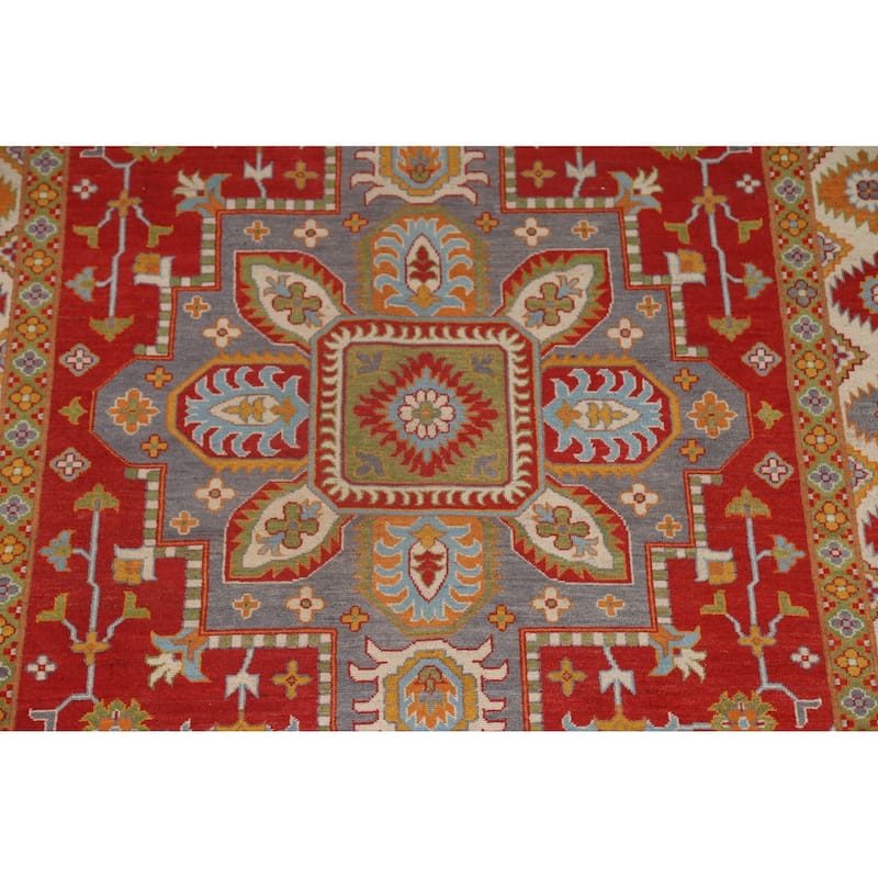 Geometric Traditional Kazak Oriental Area Rug Hand-knotted Wool Carpet - 6'7" x 10'0"