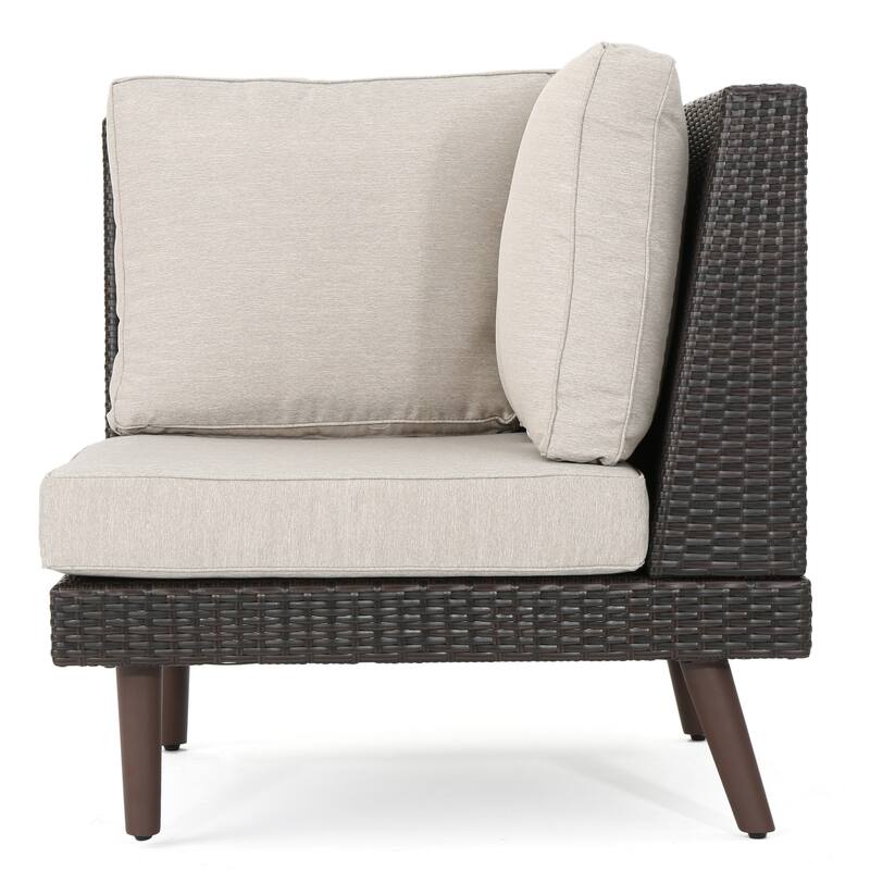 Tahiti Outdoor 4-piece Wicker Sectional Sofa Set with Cushions by Christopher Knight Home