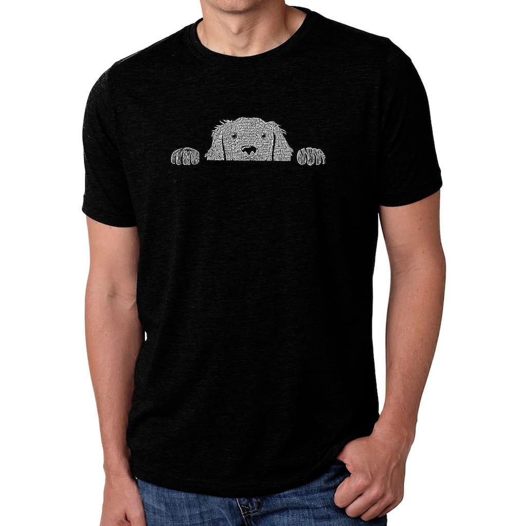 LA Pop Art Men's Premium Blend Word Art T-shirt - Peeking Dog