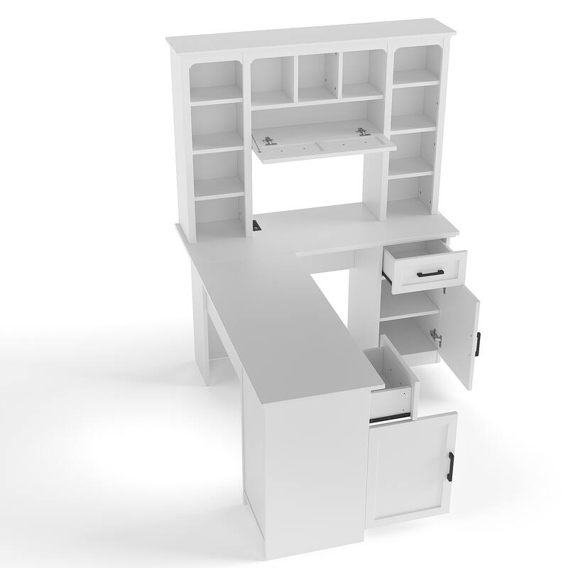 Sun City Computer Desk with a Drawer and Open Storage, White