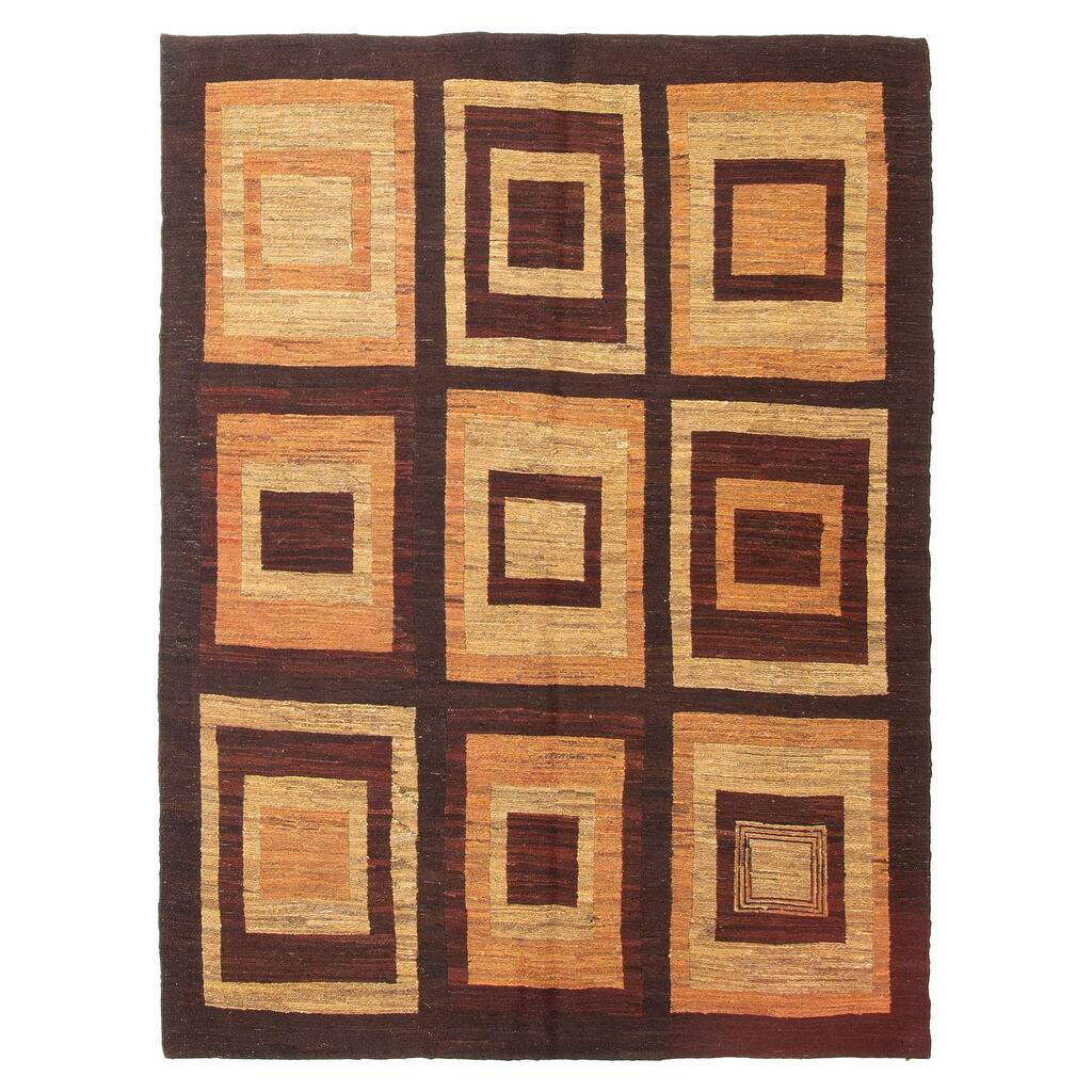ECARPETGALLERY Flat-Weave Natural Brown Wool Tapestry Kilim - 4'9 x 6'5