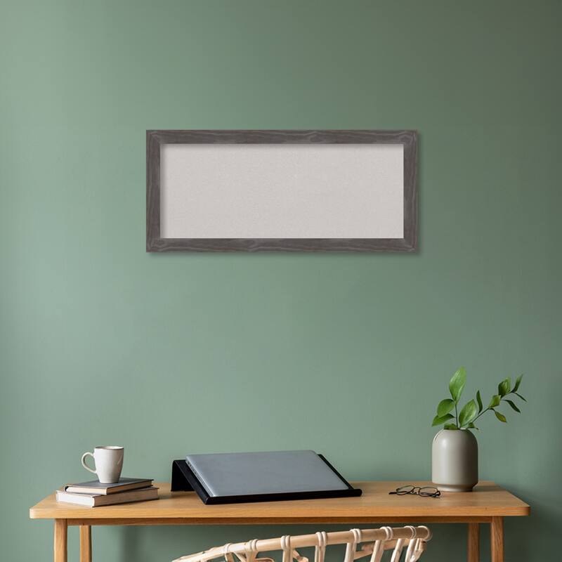 Woodridge Rustic Grey Wood Framed Grey Corkboard Bulletin Board