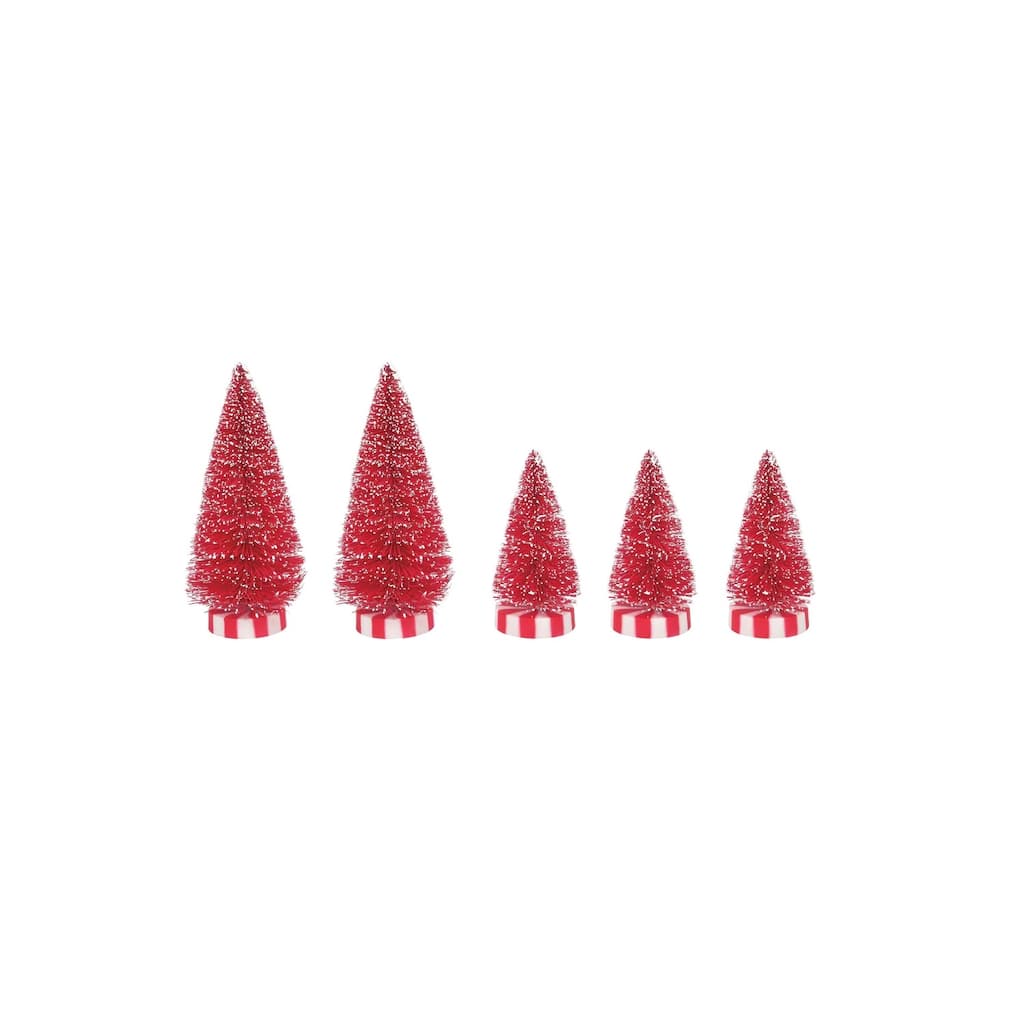 Dept 56 Set of 5 Candy Base Sisal Christmas Trees