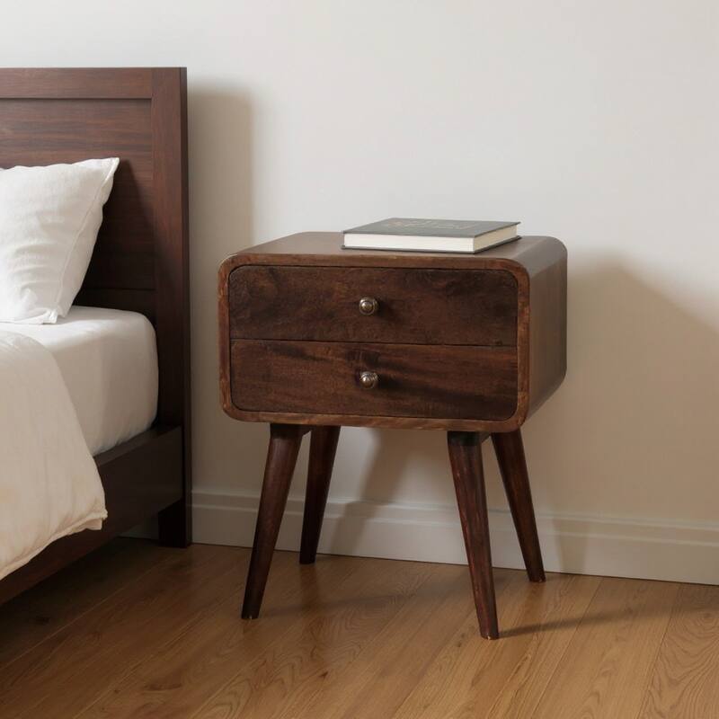 HomeRoots 22" Chestnut Solid Wood Two Drawer Nightstand - Chestnut - 2-drawer