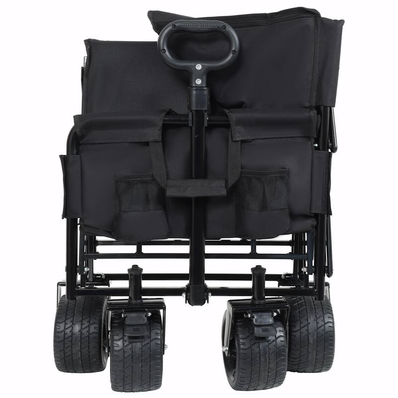 3-in-1 Convertible Folding Wagon Cart with Bench Seat & Storage - 500lbs Heavy-Duty Utility Wagon, 180L Capacity