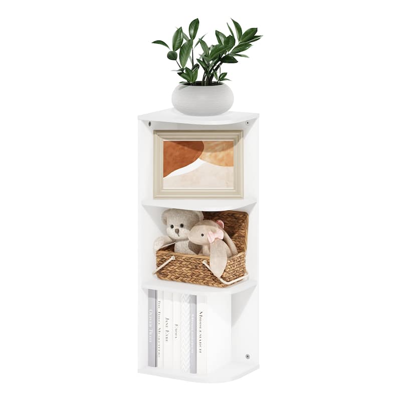 Furinno Pasir 3-Tier Corner Open Shelf Bookcase