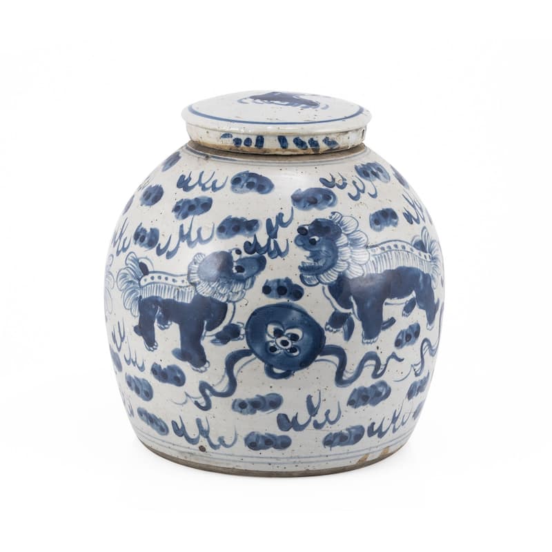 Vintage Ming Jar Lion Motif - Small