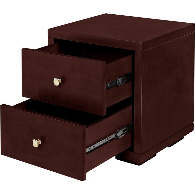 HomeRoots 19" Espresso Two Drawer Nightstand