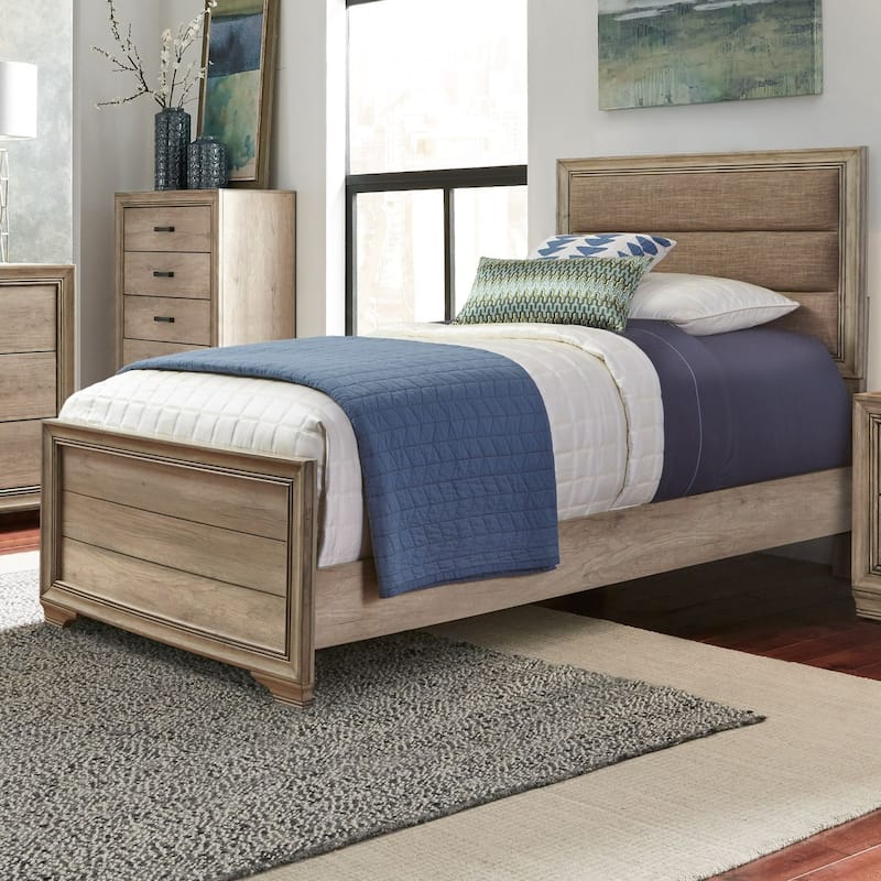 Sun Valley Sandstone Rolled Upholstered Bed Set - Full