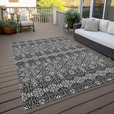 Machine Washable Indoor/ Outdoor Moroccan Boho Chantille Rug