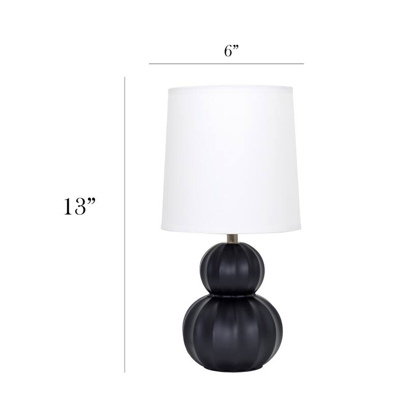 Stacked Double Gourd Ceramic Table Lamp with Tapered Shade - 12.5" - Black