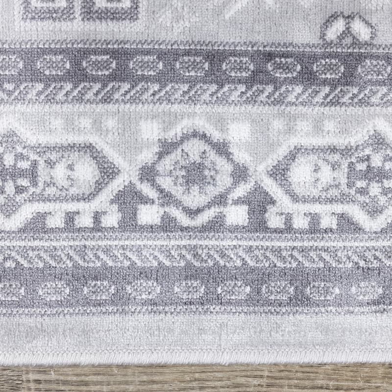 Victoria Collection - Grey/White Triple Medallion Rug