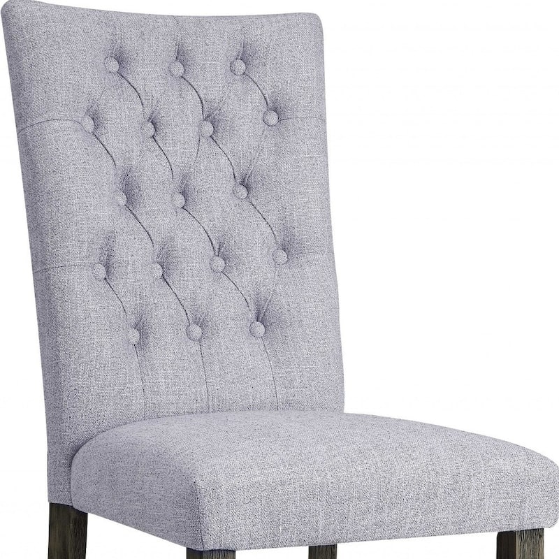 Grey Fabric Tufted Side Chairs with Solid Wood Legs Set of 2 - 21” L x 25” W x 41” H