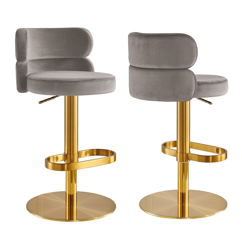 CAROCC Bar Stools Adjustable Armless velvet Barstool（1 pcs）