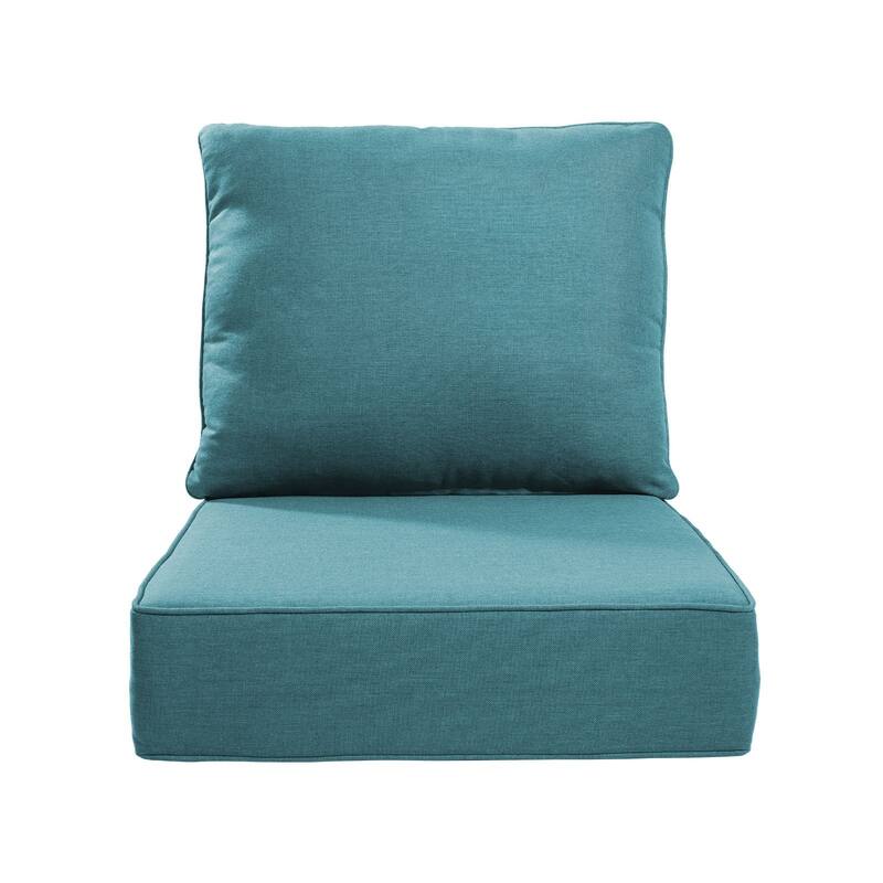 22" W x 24" D x 6" T Outdoor Lounge Chair Replacement Cushion Set Water and Fade Resistant - 1 Set - Peacock Blue