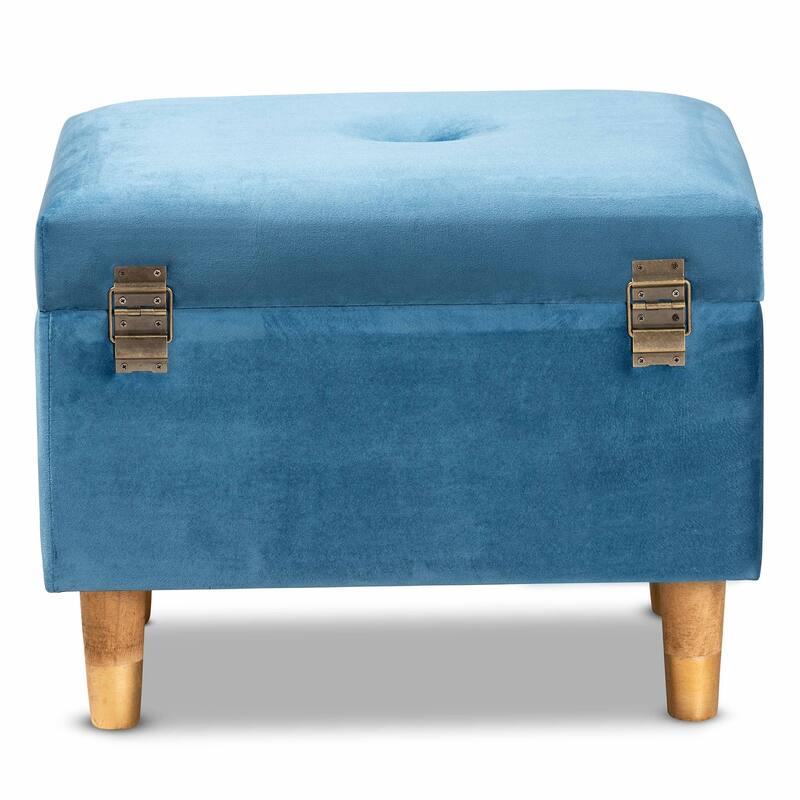 Elias Modern Velvet Fabric Storage Ottoman