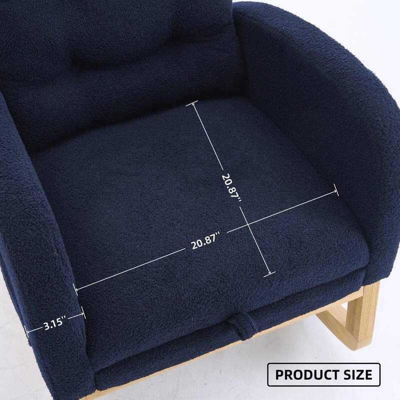 Plush Rocking Chair with Adjustable Footrest and Storage Pocket