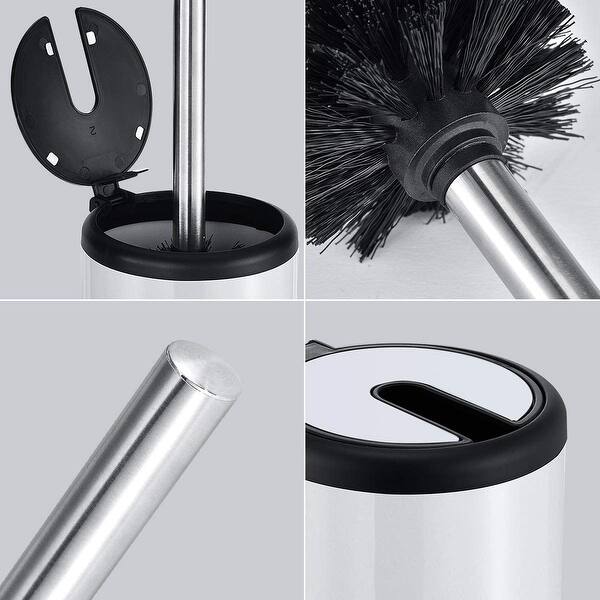 Superio Toilet Bowl Brush and Holder with Under Rim Cleaner for Bathroom, Toilet Brush and Caddy with Non Scratch Bristles and Under Rim Lip Brush