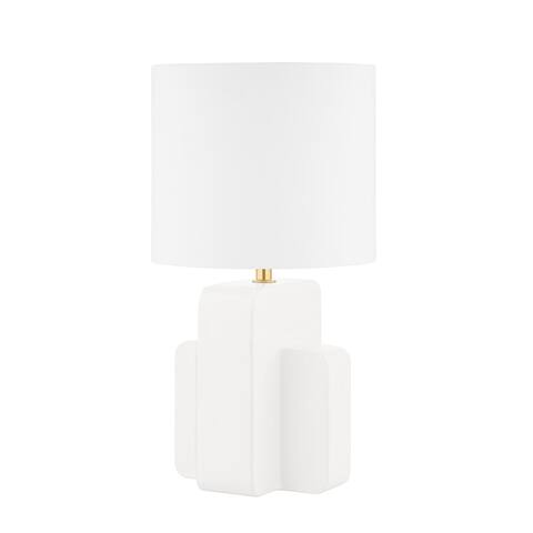 Elm Grove 1 Light Table Lamp - Aged Brass/Ceramic Satin White