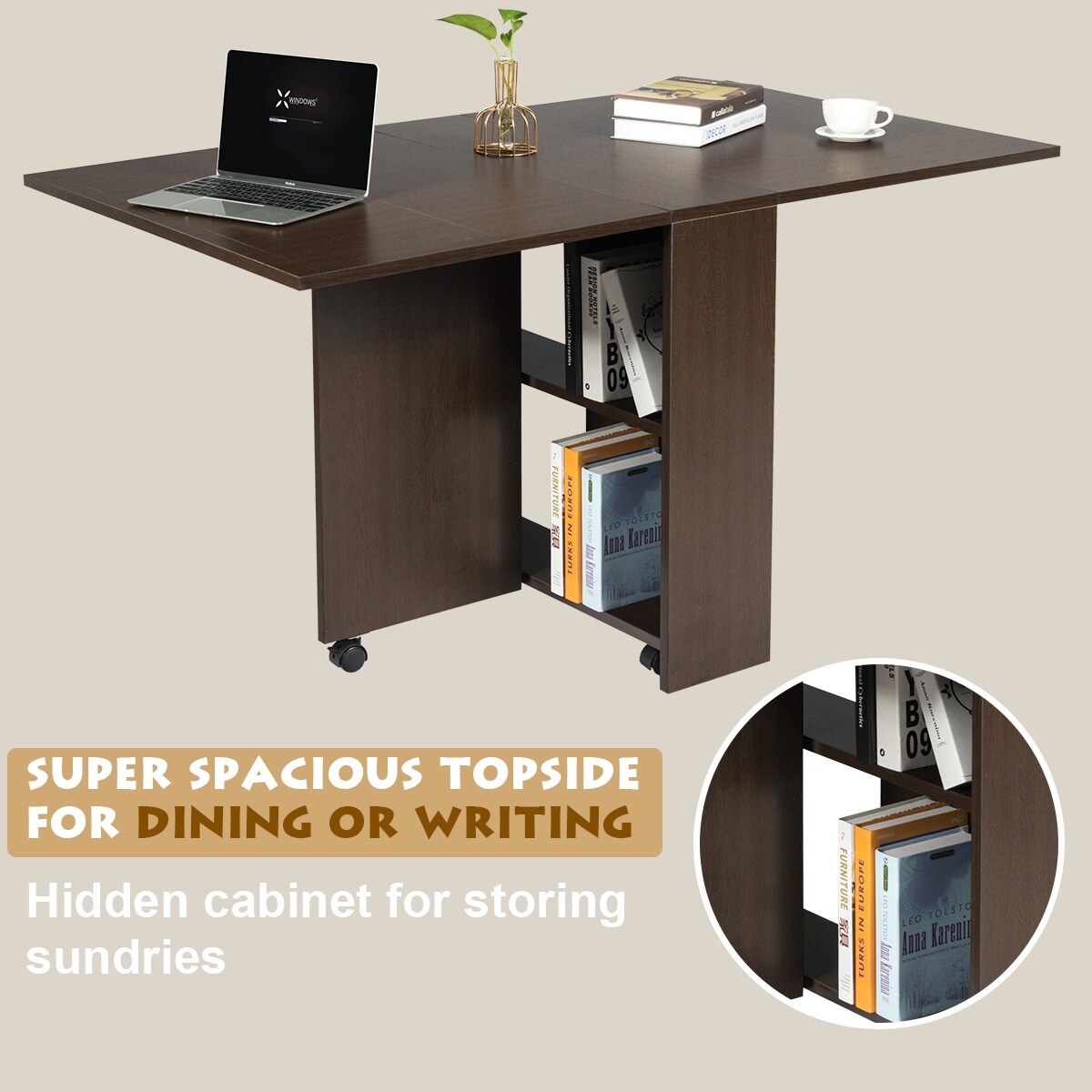 Shop Costway 3 In 1 Folding Dining Table Drop Leaf Writing Desk