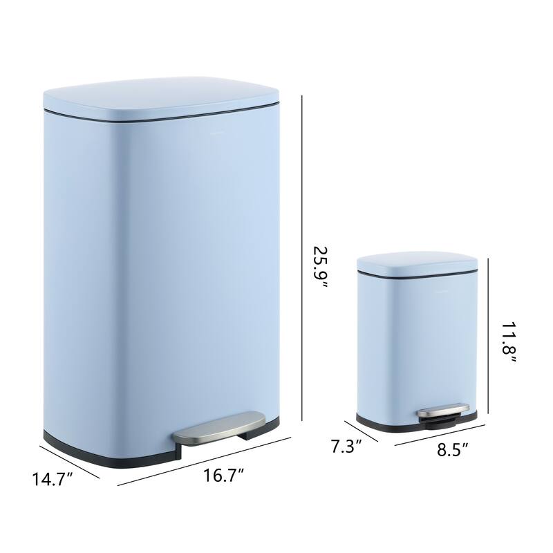 happimess 13-Gallon Trash Can with Soft-Close Lid and FREE Mini Trash Can