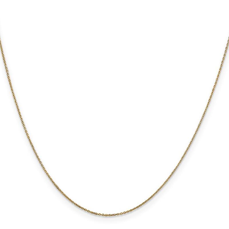 Curata 14k Yellow Gold Solid 0.6mm Diamond-cut Cable Chain Necklace Options: 16 18 20 24