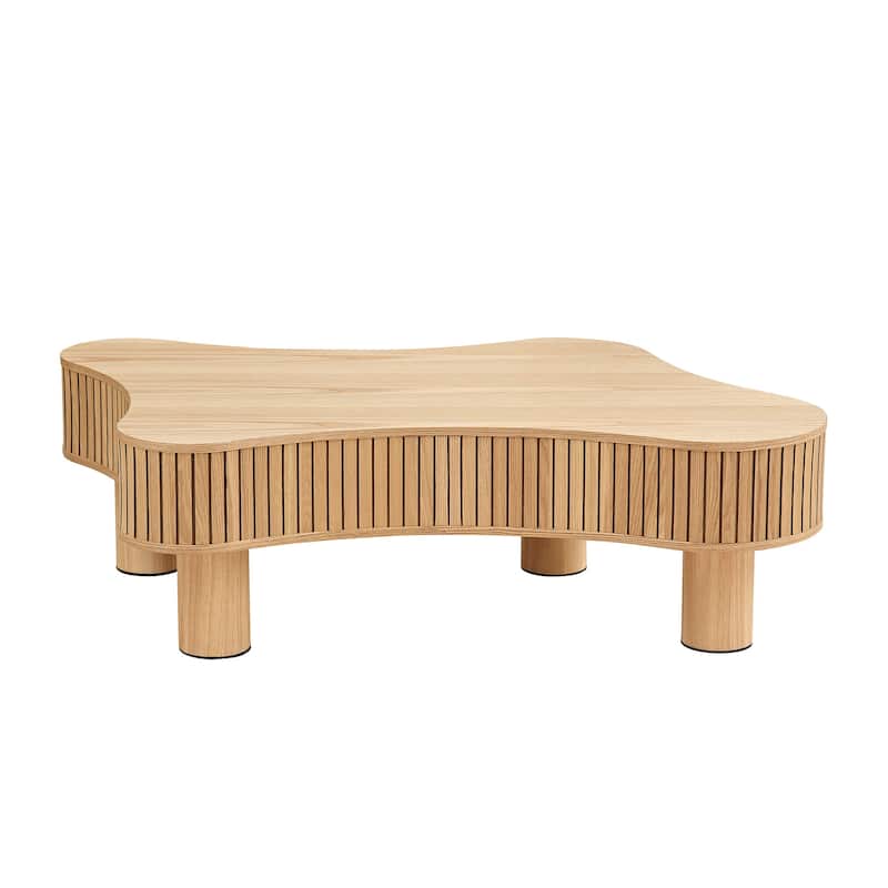 Modern Handmade Drum-Shaped Coffee Table Irregular Shape Coffee Table Small Coffee Table with Base, for Living Room
