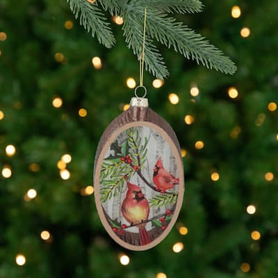 6" Cardinal Glass Plate Christmas Ornament