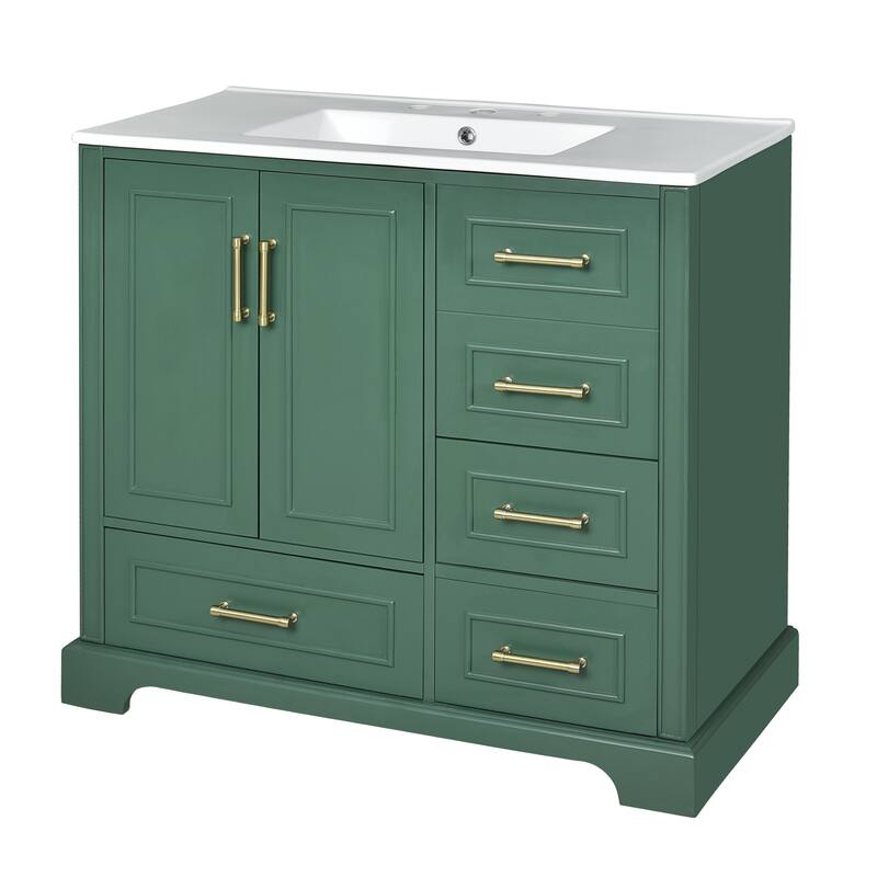 36" Traditional Bathroom Vanity with Ceramics Sink