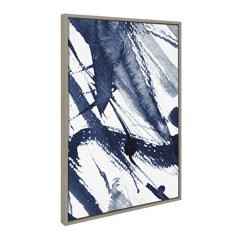 Kate and Laurel Sylvie Indigo Framed Canvas by Amy Peterson Art Studio