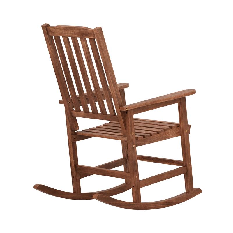 Acacia Wood Outdoor Rocking Chair, Traditional Porch Outdoor Rocker Chairs Set of 2 - 43" H