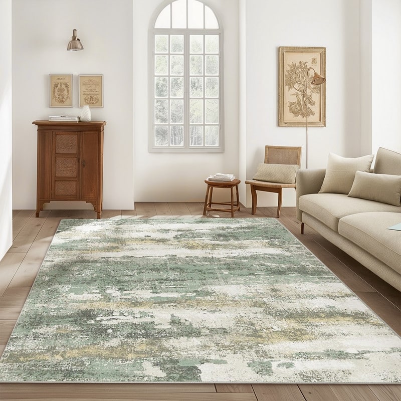 Mcow Abstract Collection Low Pile Machine Washable Non-Slip Area Rug