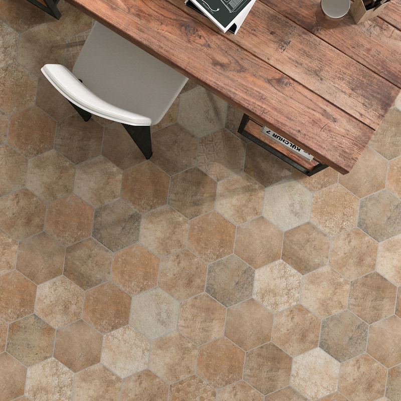 Merola Tile Abadia Hex Natural 8-5/8" x 9-7/8" Porcelain Floor and Wall Tile