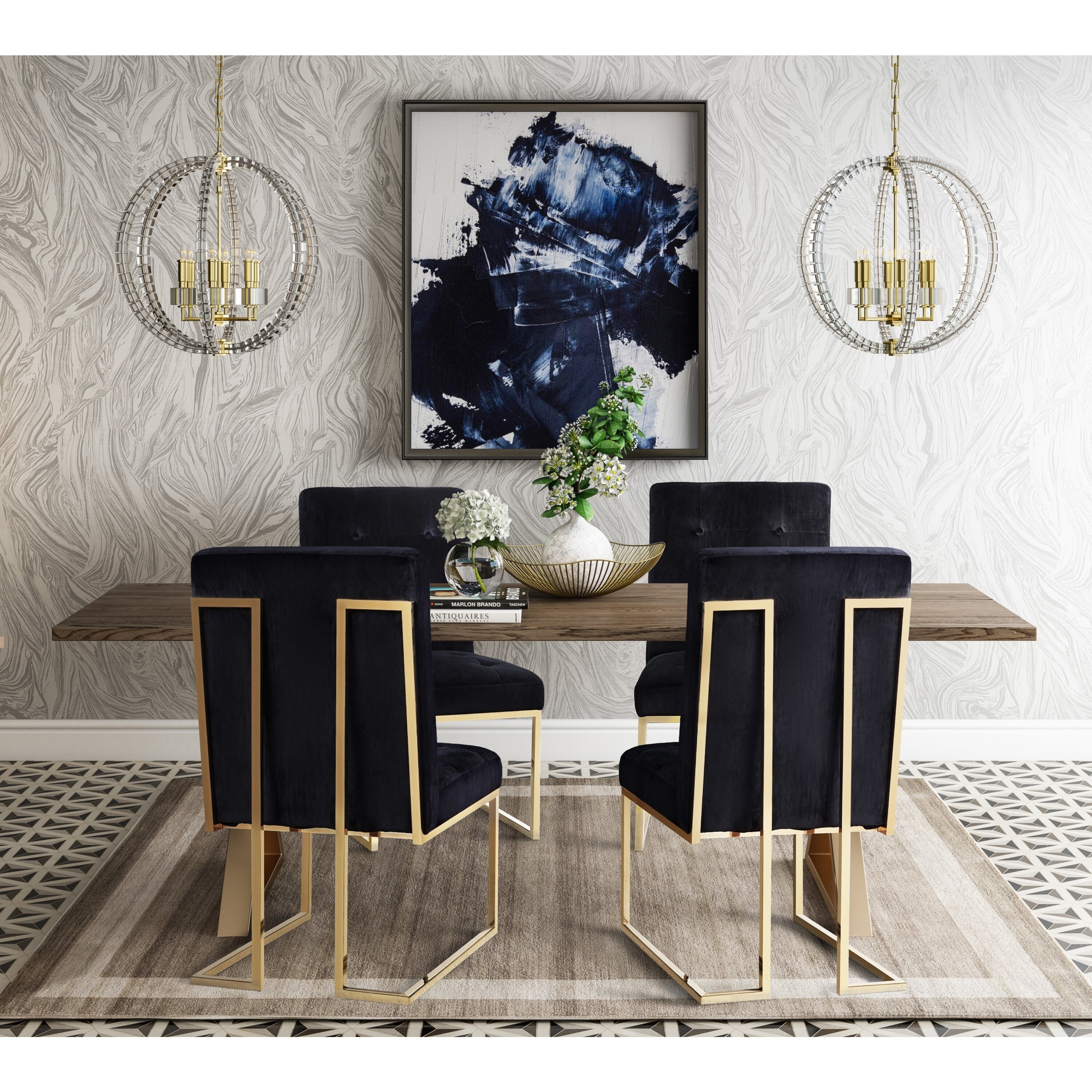 Shop Akiko Black Velvet Chairs Set Of 2 Overstock 15871159