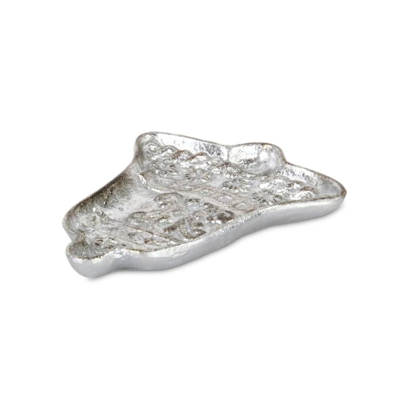 HomeRoots 5" Silver Cast Iron Christmas Bell Trinket Tray - 5.00 in. x 0.75 in. x 6.50 in.