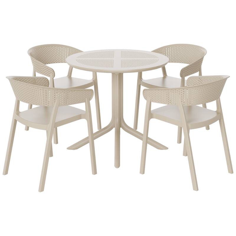 Frond and Form 4-Person Outdoor Round Dining Set - Sand