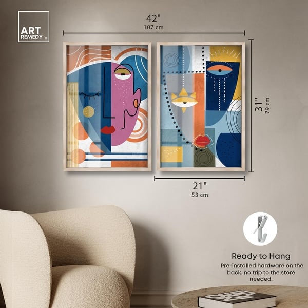 dimension image slide 14 of 18, Abstract Mask Series Living Room Set Shadowbox Print by Art Remedy