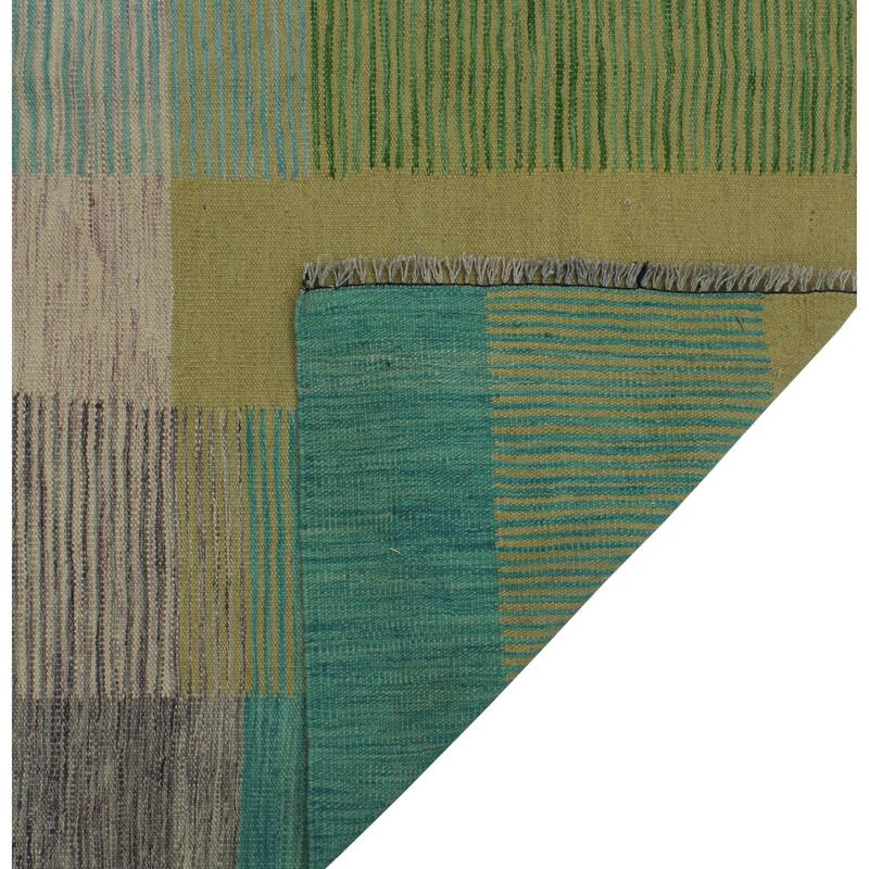 Hand-Woven Winchester Kilim Bennet Rust/Green Rug - 9'8" x 14'1"